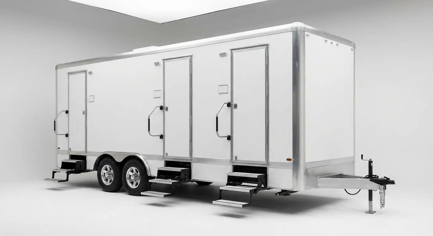 Climate controlled restroom trailer interior features in Menifee, CA