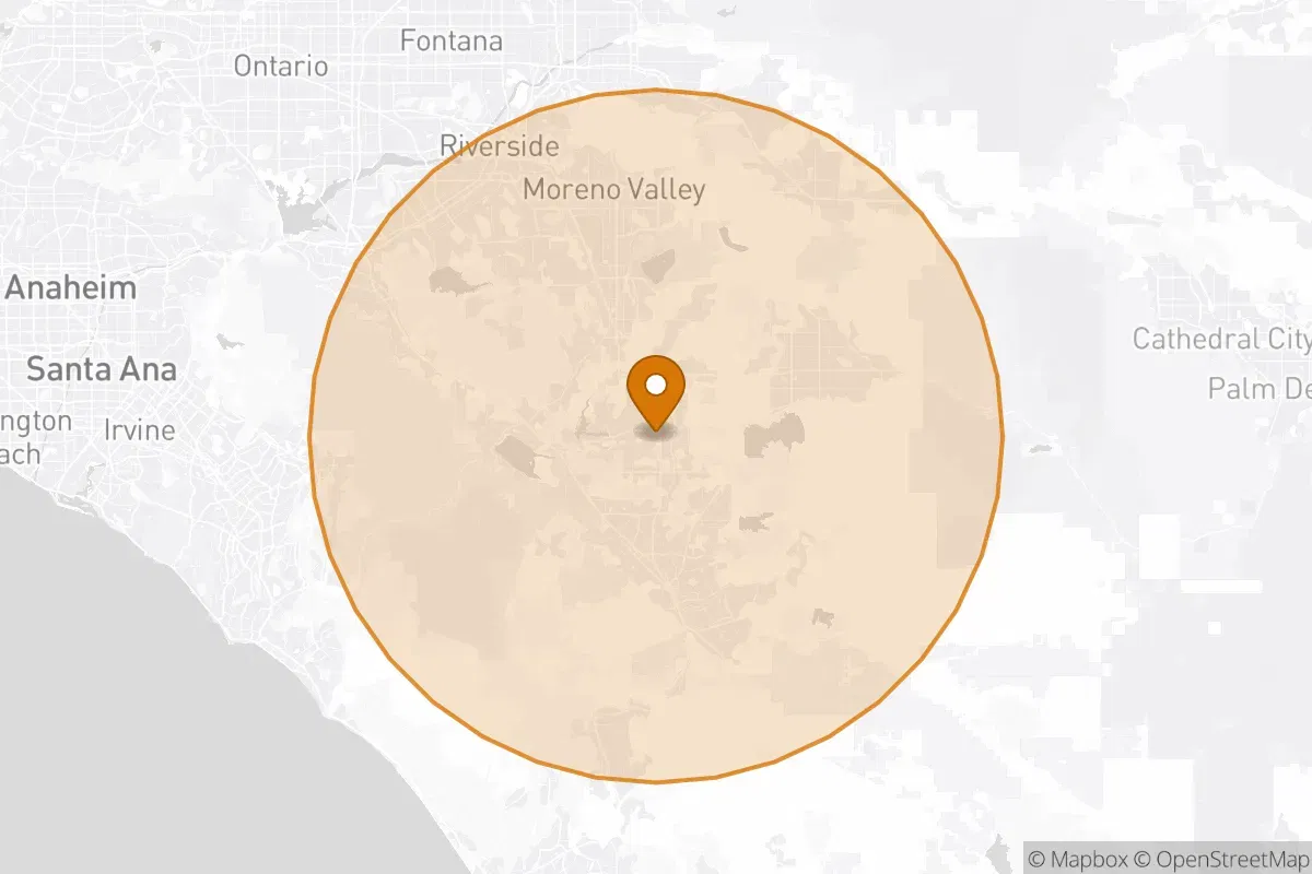 service area service area map in Menifee, CA